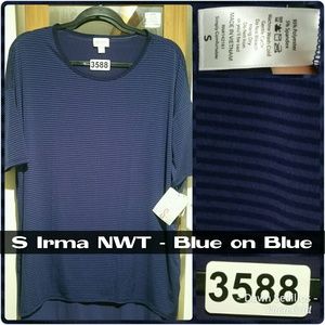 #3588 Lularoe Small Irma (14-16)NWT - Blue on Blue